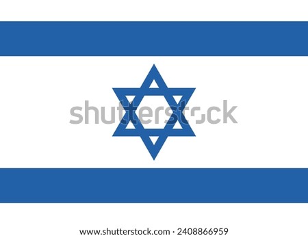 Israel flag. Standard size. The official ratio. A rectangular flag. Standard color. Flag icon. Digital illustration. Computer illustration. Vector illustration.