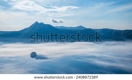 Misty Lake Mashu seen from Hokkaido Third Observation Deck