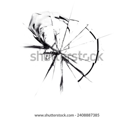 Cracked glass, texture on white background for design use