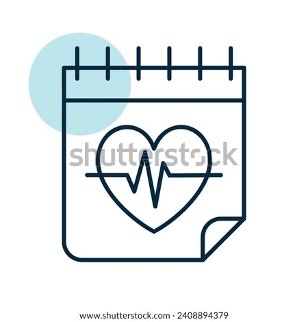 Medical checkup calendar vector icon. Cardio training calendar sign. Graph symbol for fitness and weight loss web site and apps design, logo, app, UI Royalty-Free Stock Photo #2408894379