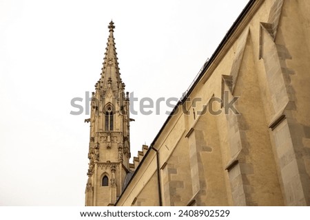 View of the Franciscan church of the Annunciation in Bratislava, Slovakia. Travel banner