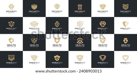 Shield icons collection logo. Protect Security logo design template.
