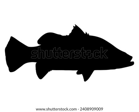 Barramundi fish silhouette vector art white background