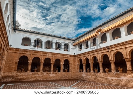 Friary of La Rabida. Franciscan friary in the southern Spanish town of Palos de la Frontera, Huelva. The friary is best known in history for the visit of Christopher Columbus. Royalty-Free Stock Photo #2408936065
