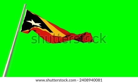 Waving glorious flag of Timor Leste on green screen, isolated - object 3D illustration