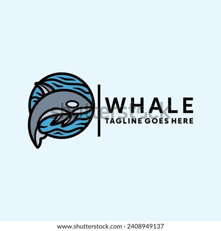 Hand Drawn Whale Logo Symbol Design illustration vector Icon Emblem
