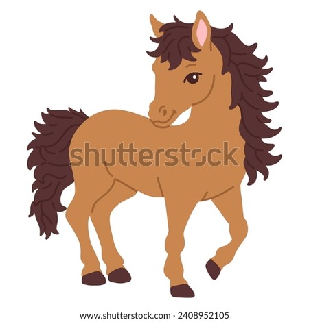 Vector illustration cute doodle horse for digital stamp,greeting card,sticker,icon,Easter design
