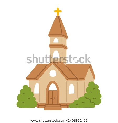 Vector illustration cute doodle church icon for digital stamp,greeting card,sticker,icon,Easter design
