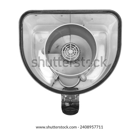 Vacuum cleaner dust container, bag isolated on white, top view Royalty-Free Stock Photo #2408957711