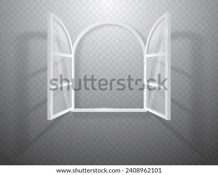 Open white realistic window. Vector illustration.