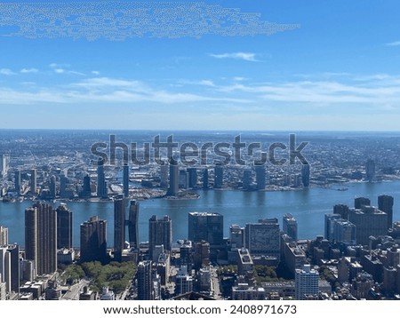 Hudson River, Manhattan skyline in a beautiful day