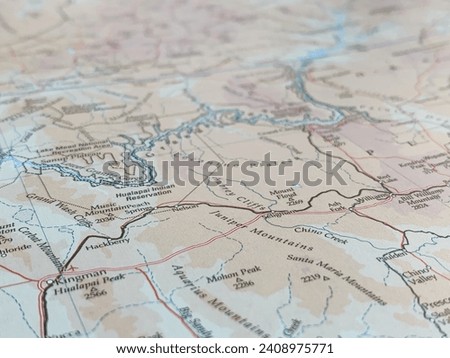 Map of the old Route 66 between Kingman and Williams, Arizona, USA, world tourism, travel destination Royalty-Free Stock Photo #2408975771