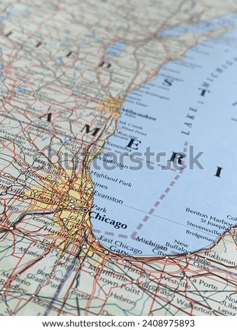 Map of Chicago, Illinois, USA, world tourism, travel destination