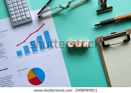 There is notebook with the word CDR. It is an abbreviation for Carbon Dioxide Removal as eye-catching image. Royalty-Free Stock Photo #2408989811