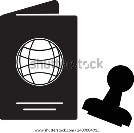 Visa icon. Visa stamp in passport sign. Consul residence symbol. Tourism logo. flat style.