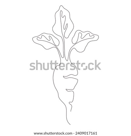 Simple sugar beet design in continuous line art drawing style. Vector illustration of white beet on white background Royalty-Free Stock Photo #2409017161