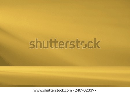 Wall interior background, studio  and backdrops show products.with shadow from window color Gold. background for text insertion and presentation product 