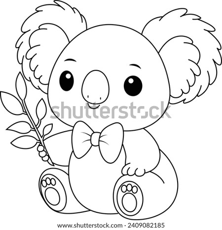 Cute Koala Illustration Coloring Page For Kids