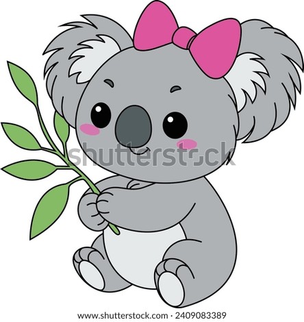 Cute Koala Squishmallow Illustration. Animal clipart to create worksheets or game for children