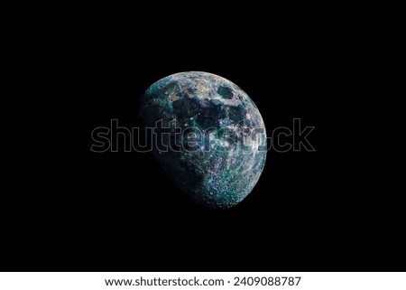 Amazing Half Moon with colorful surface, night sky, clear sky, Big Moon, dark sky, Astronomy, Lunar