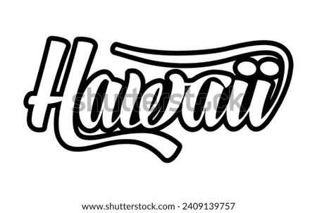 Hawaii hand lettering design calligraphy vector, Hawaii text vector trendy typography design