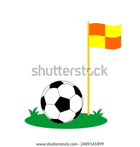football clip art ilustration cartoon style with corner flag