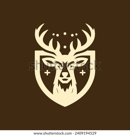 Deer head vector isolated, Hunting logo, Deer Logo, Buck, Reindeer head isolated illustration, Wild animal Royalty-Free Stock Photo #2409194529