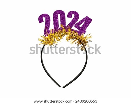 Regal Anticipation. Luxurious Purple and Gold Headband Featuring the Year 2024, Elegantly Envisioning Prosperity and Grace