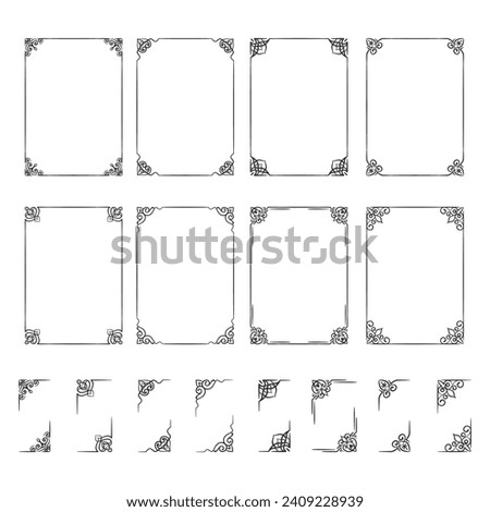 Set of vintage borders and frames decorative with beautiful filigree, decorative vector illustration.