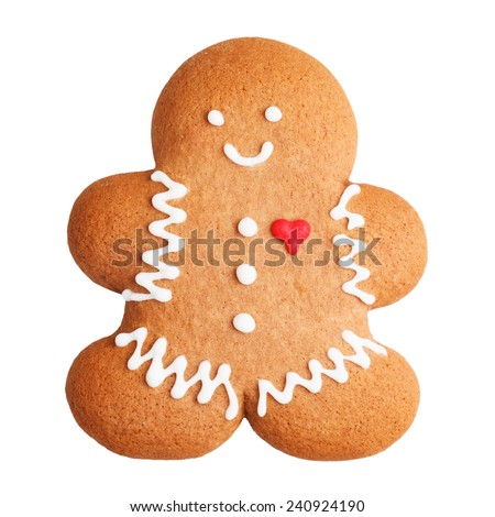 Gingerbread man cookie isolated on a white background
