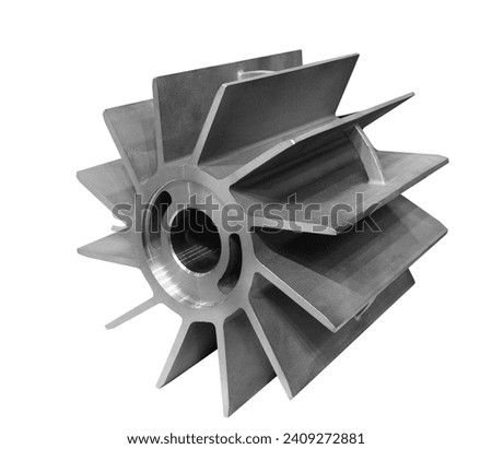 Part of a metal impeller turbine printed on a 3D printer, new additive technologies concept background Royalty-Free Stock Photo #2409272881