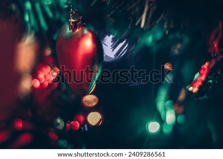 The perfect picture for Christmas Time. Christmas colors and items on the picture.
Christmas tree close up photo.