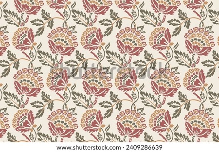 Digital seamless pattern block print batik vector ikat style Royalty-Free Stock Photo #2409286639