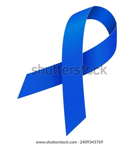 Colorectal Cancer Awareness Month. Blue ribbon. Vector illustration isolated on a white background