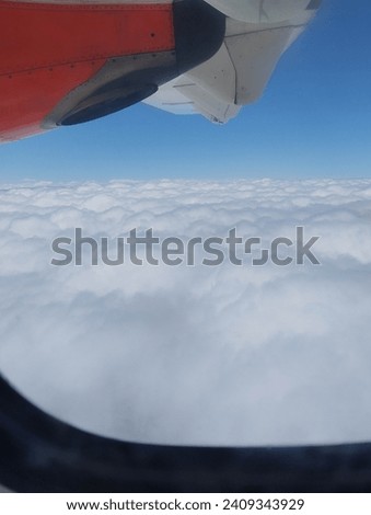 clear sky and beautiful cloud from airplane window
