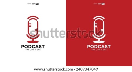 podcast microphone logo vector design template