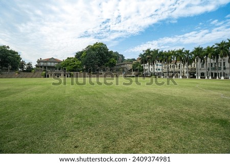 The lawn of the football field