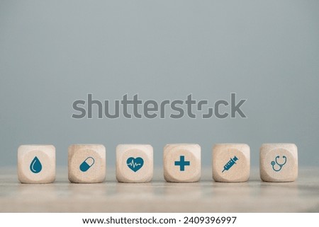 wood cube block with Medical treatment and care