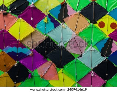 Colourful Makar Sankranti kites set on isolated background. high resolution