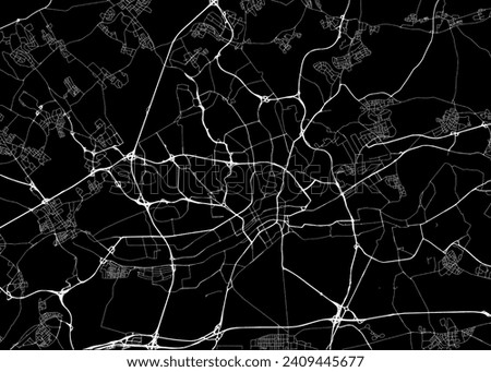 Vector city map of Frankfurt am Main Metropole in Germany with white roads isolated on a black background Royalty-Free Stock Photo #2409445677