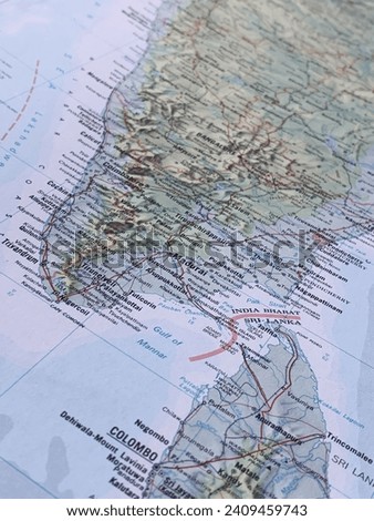 Map of the southern tip of India, world tourism, travel destination