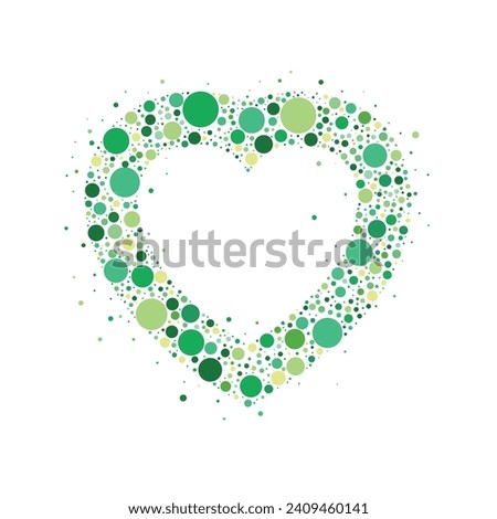 Heart frame postcard composed of tiny green polka dots. Valentine's Day. Happy Valentine's Day. 