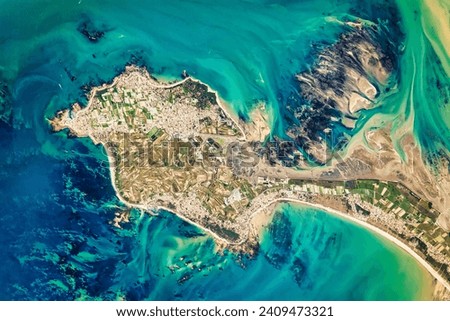 Noirmoutier, France. The small tidal island provides a bounty of oysters and salt. Elements of this image furnished by NASA.