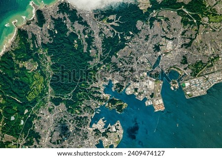 The Miura Peninsula. By boat and road, people and products are on the move in this part of Japan. Elements of this image furnished by NASA.