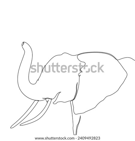 Elephant animal continuous one line drawing vector illustration and world wildlife day single line art design