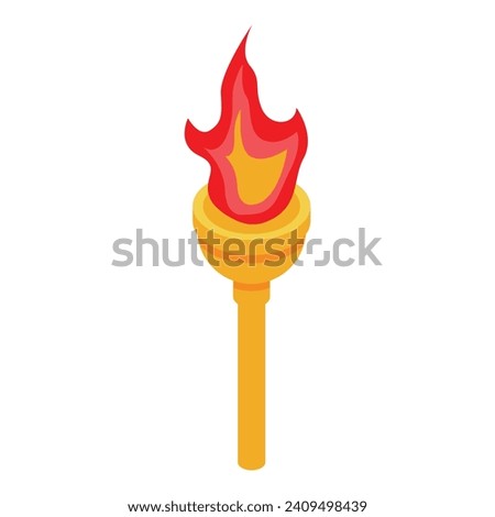 Fire torch icon isometric vector. Greek history. Culture classic
