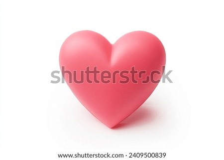 Valentine Day rose pink heart shape gift. Romantic love greeting present soft texture  macro photo on white background