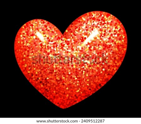 Single 3d red jelly candy heart with glitters. Happy Valentine's day clip art for banner or letter template. Vector illustration