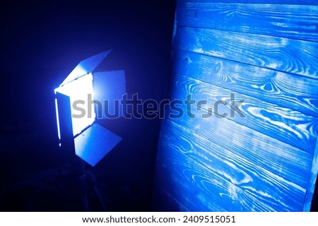 Professional photo or video lighting. SRGB Led-panel on tripod for home or studio shooting.