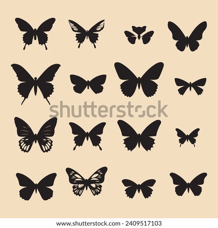 Butterfly black silhouette Clip art